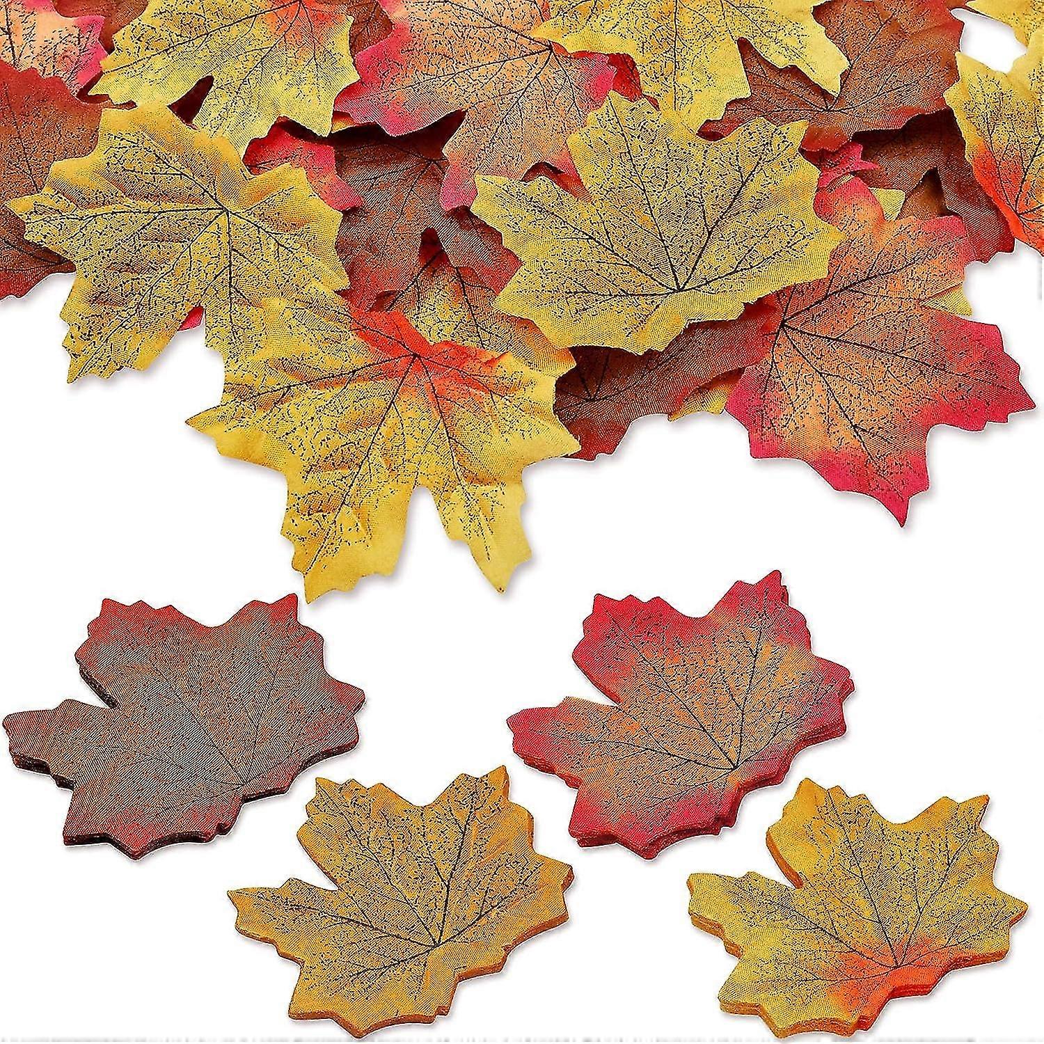 200pcs Coloured Artificial Maple Leaves Autumn Decorations In 4 Colors