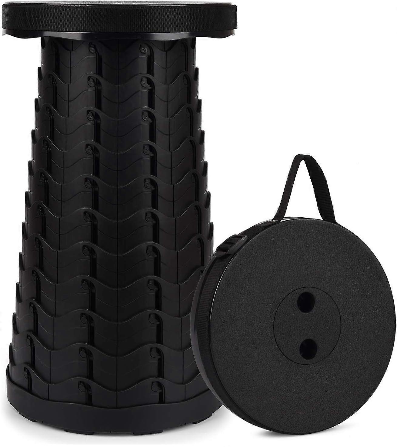 Portable Folding Stool (Black), 2nd Generation Retractable Stool, Camping Stool, Suitable for Fishing/BBQ/Indoor/Outdoor Activities, Max Load 397LB