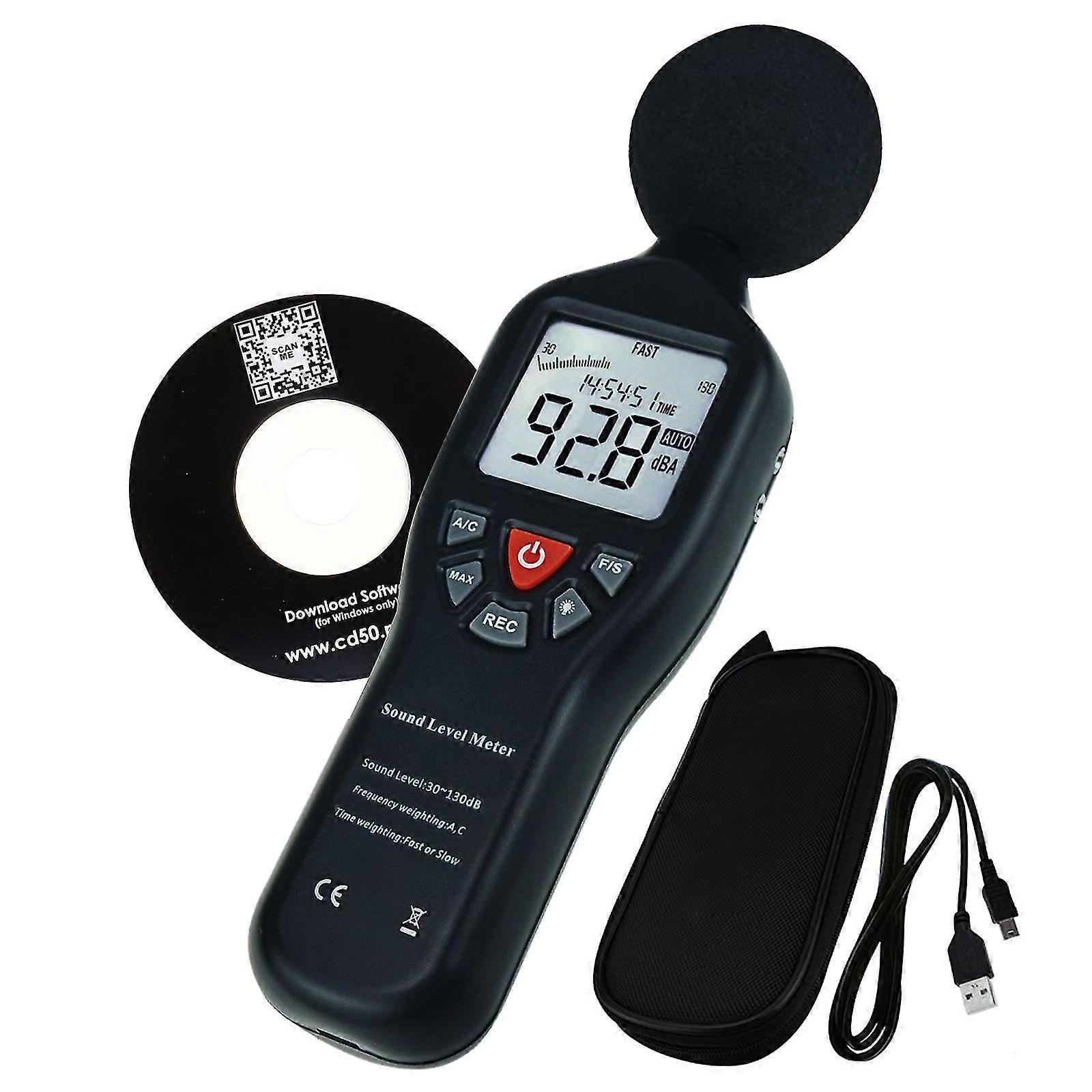 Sound level meter with data record function high accuracy measuring 30db-130db with backlit display compact professional