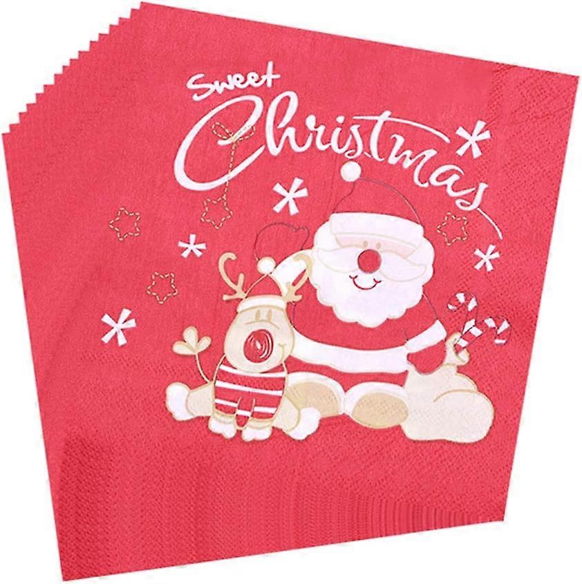 60 Table Print Napkin Decorations Santa Moose Christmas Tree Pattern Disposable Paper Napkins, 13 x 13 Inches