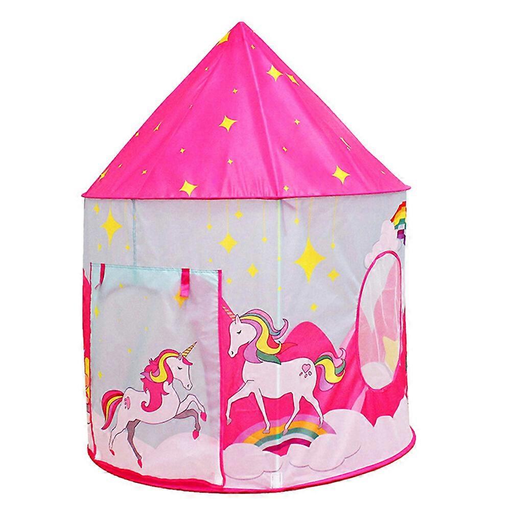 1Set Unicorn Pattern Tent Toy Kids Playing Game Yurt Home Breathable Tent (Pink)