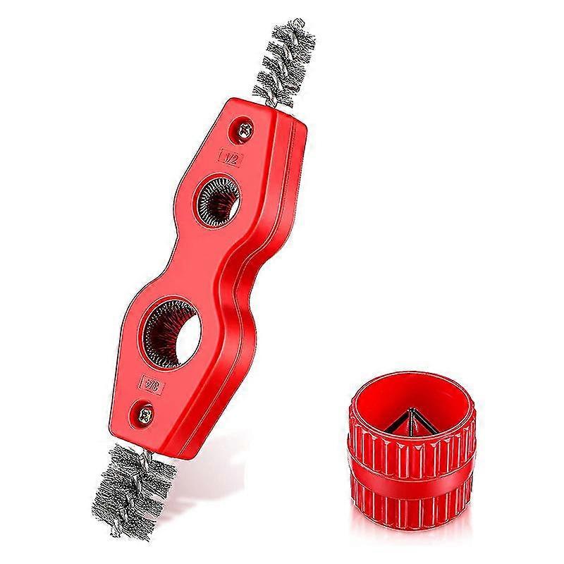 Battery Brush Double-headed Copper Pipe Brush Inside And Outside Reamer Pipe Cleaner Deburring Pipe Chamfering