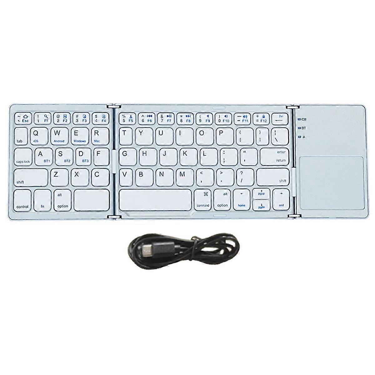 Bluetooth Clavier Pliant Sans Fil Clavier Pavé Tactile pour IOS/Android/Windows Tablette Téléphone Portable Clavier Argent