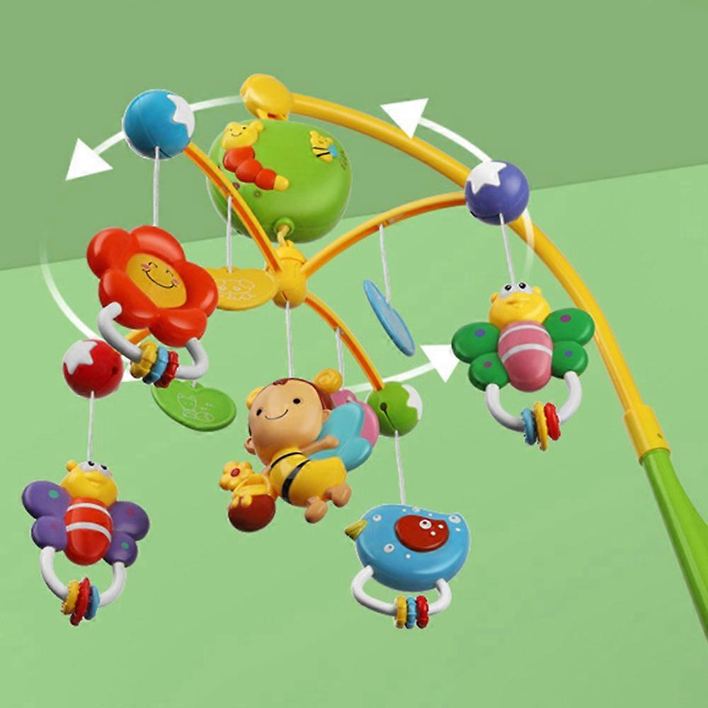 Baby Musical Crib Mobile with Timing Function and Lights,Hanging Rotating Rattles and Remote Control Music Box