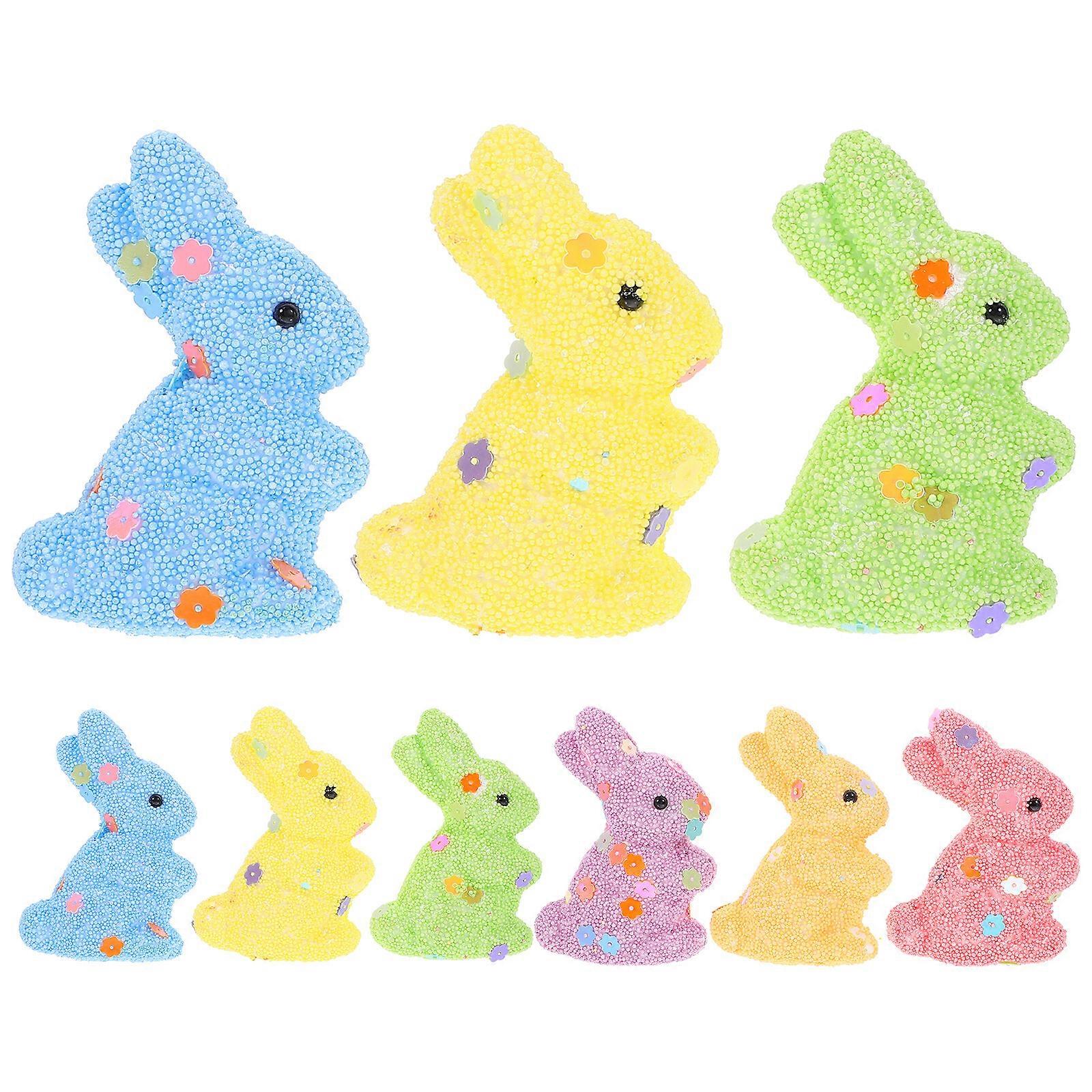 18pcs Foams Rabbit Decorations Easter Party Foams Bunny Figurine Table Decoration