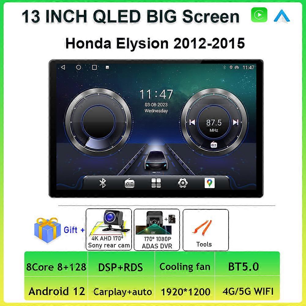 13inch QLED Android 12 For Honda Elysion 2012-2015 Car Radio Multimedia Video Player Navigation Stereo DSP GPS Carplay Auto BT