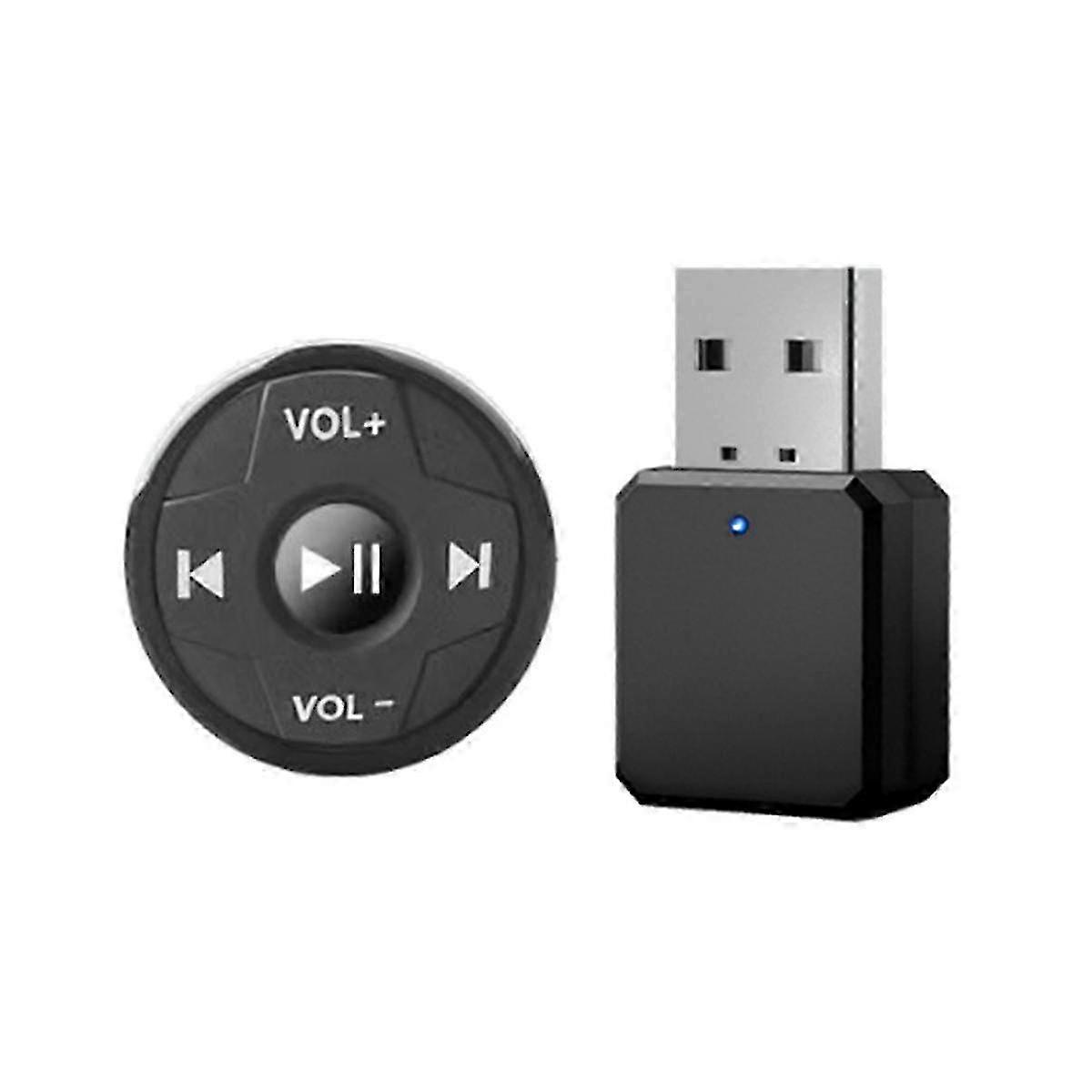 Car USB AUX Receiver Wireless Bluetooth Media Button Car Steering Wheel Multifunction Button Remote Control