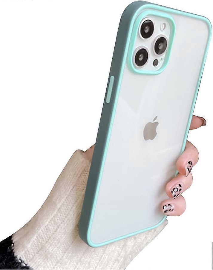 Compatible with iPhone 12 Pro Max Case, Clear PC Back with Soft Matte Silicone Bumper Design and Shockproof Anti-Scratch Slim with Colored Edges Case