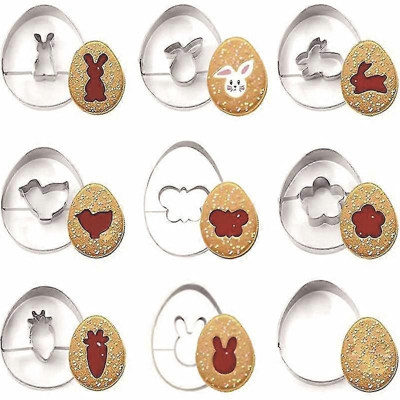 Cookie Cutter Easter 8Pcs - Mini Linzer Stainless Steel Biscuit Baking Cutters xh