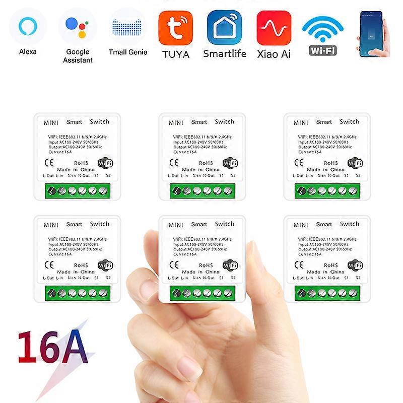 16A Tuya Mini WiFi Socket Module Smart Life Remote Voice Control Smart Light DIY Switch Module Automation With Alexa Google Home
