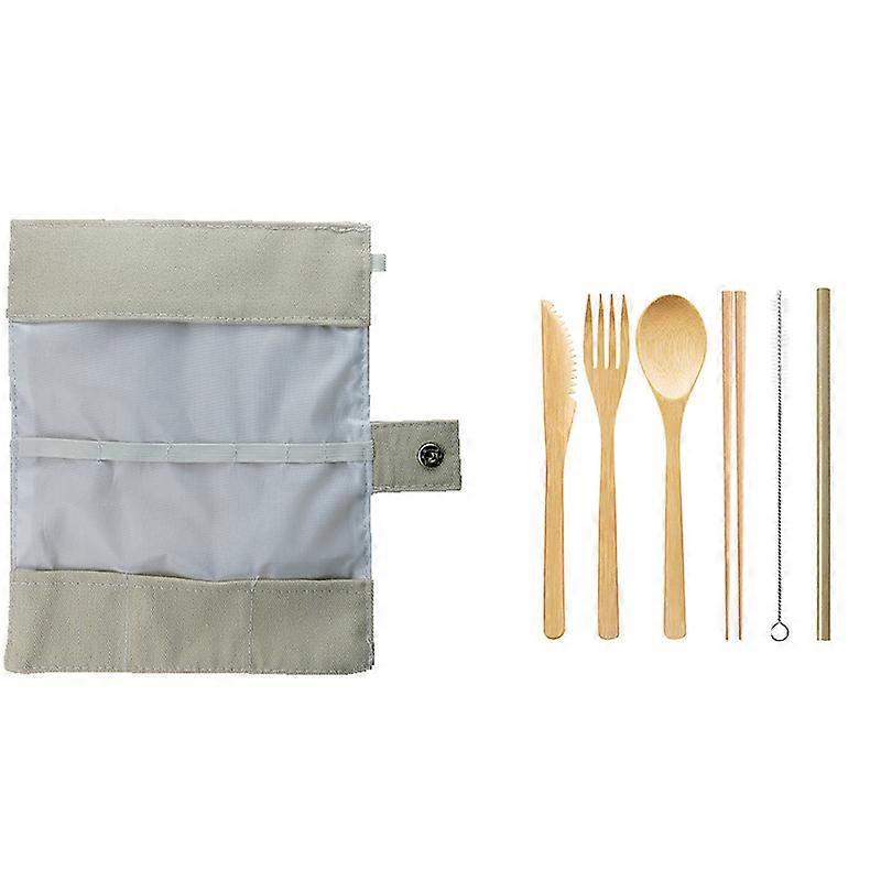 Bamboo Cutlery Set, Reusable Bamboo Utensils Set Eco Friendly Travel Tableware Setgreen(4-D-1)