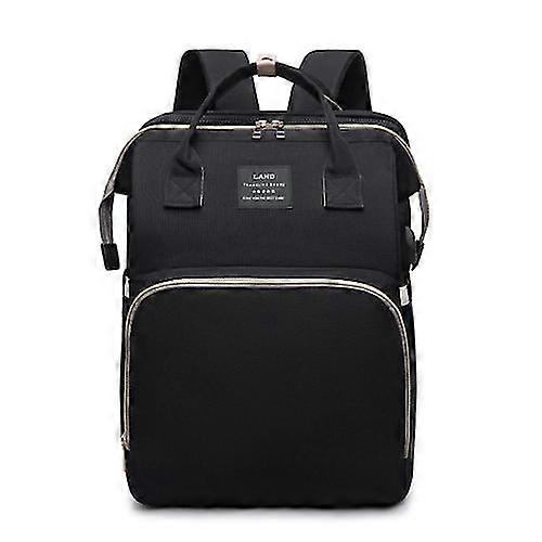 Mummy Bag Backpack Crib Backpack Large Capacity Outgoing Carrying Milk Bag Mother And Baby Bag With Mosquito Net And Usb Charging Port (black)