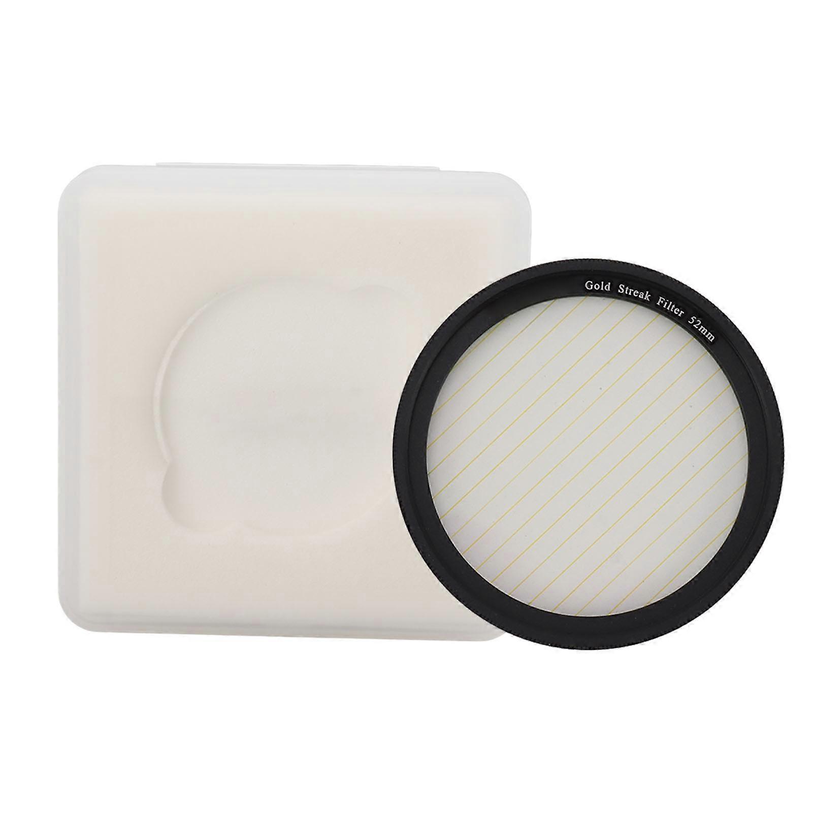 Gold Streak Filter Light Flare Effect Filter Optical Glass Camera Lens Filter with Case for Photography Nightshoot 52mm