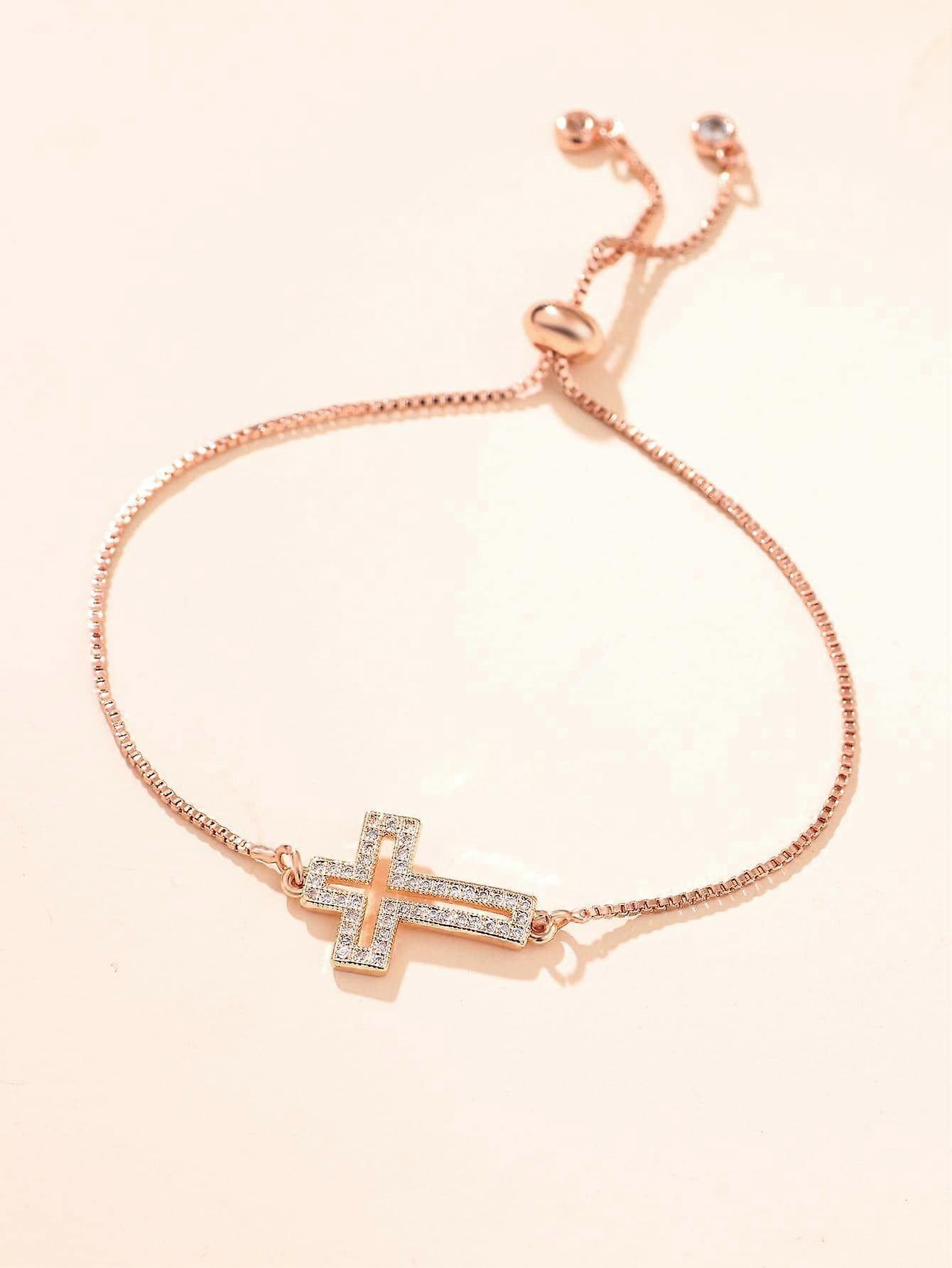 Cubic Zirconia Cross Decor Bracelet