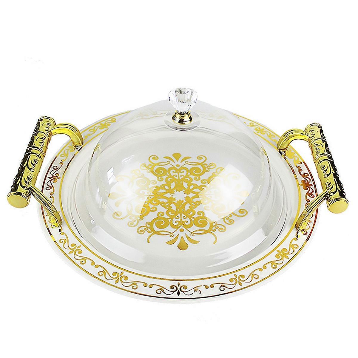 Fruit Dessert Tray with Handles Round Serving Tray for Countertop Coffee Table Home Bedroom Kitchen
