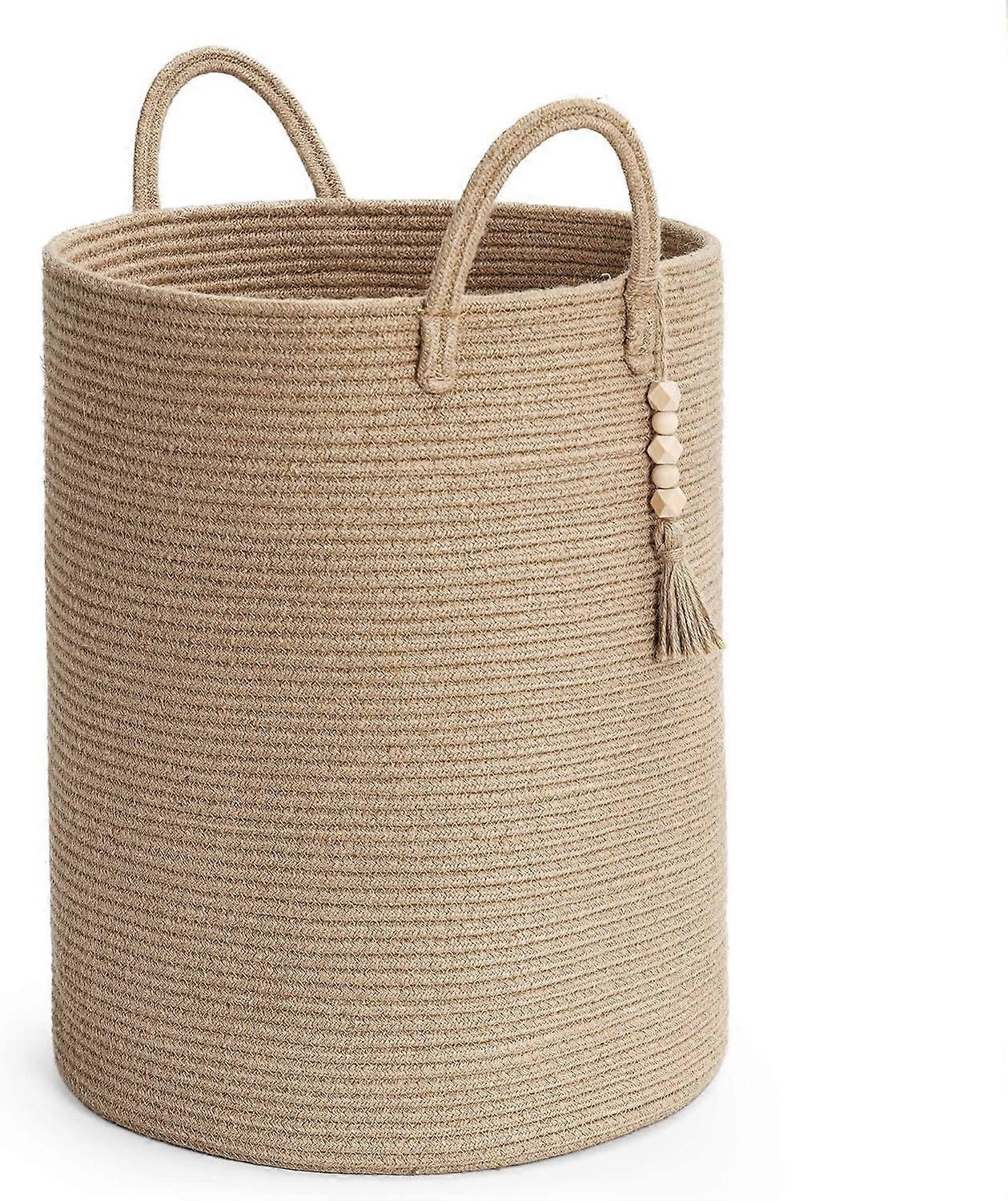 Wicker Boho Decorative Design Laundry Basket For Living Room Handwoven Natural Wicker With Removable Liner And Handles
