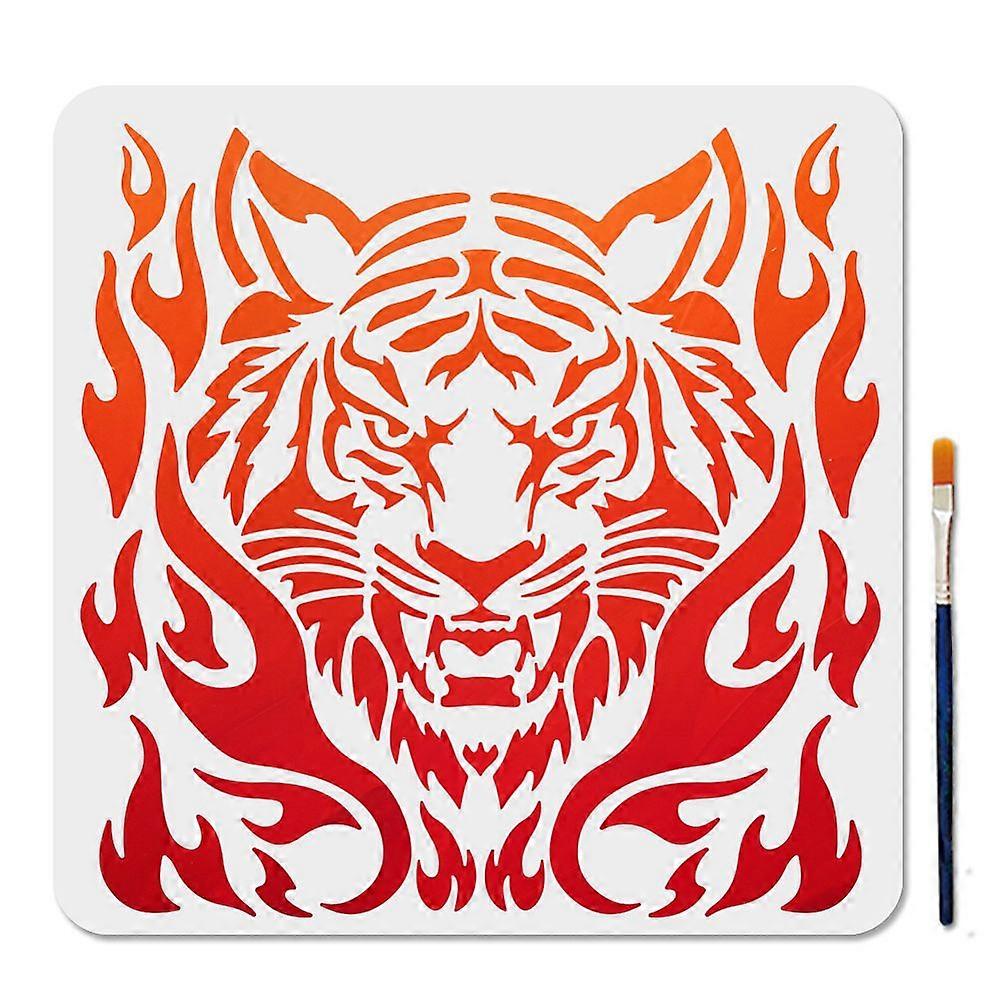 PET Hollow Out Drawing Painting Stencils for DIY Scrapbook Photo Album Tiger 300x300mm