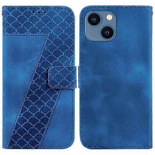 For iPhone 15 7-shaped Embossed Leather Phone Case