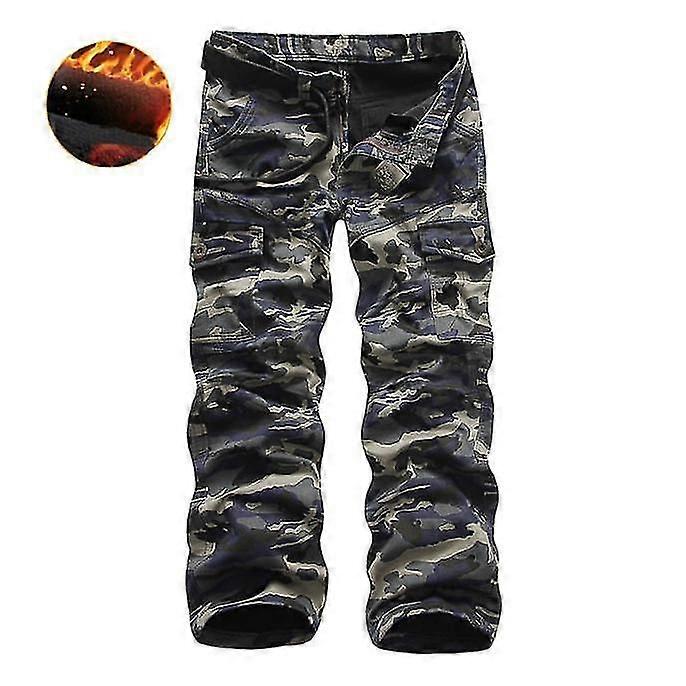 Camo byxor för män Fleece fodrad byxa