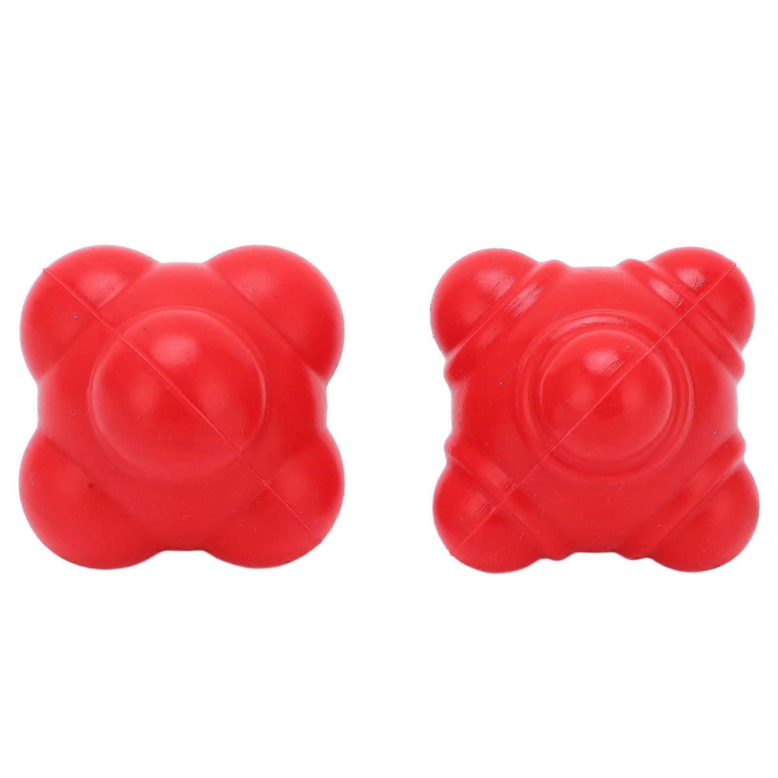 2pcs Rubber Reaction Bounce Balls Irregular Shape Reaction Balls for Coordination Agility Speed TrainingRed