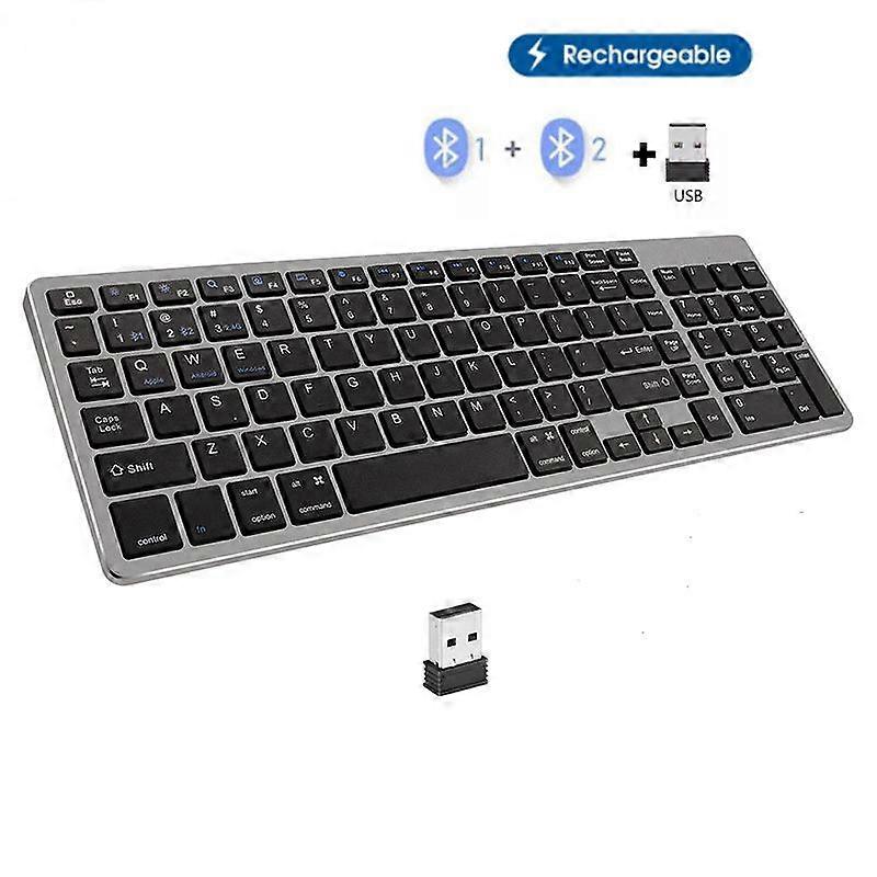 Multi Device Wireless Keyboard Rechargeable Wireless Bluetooth Keyboard Compatible with Windows 7/8/10/ Laptop/Tablet/MacBook PC