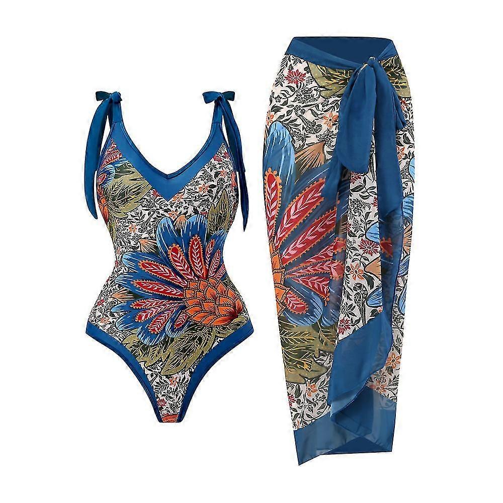 Women Sexy One-piece Swimsuit Tummy Control Monokini Bikini Longuette Swimsuits Tankini Set - Pineapple