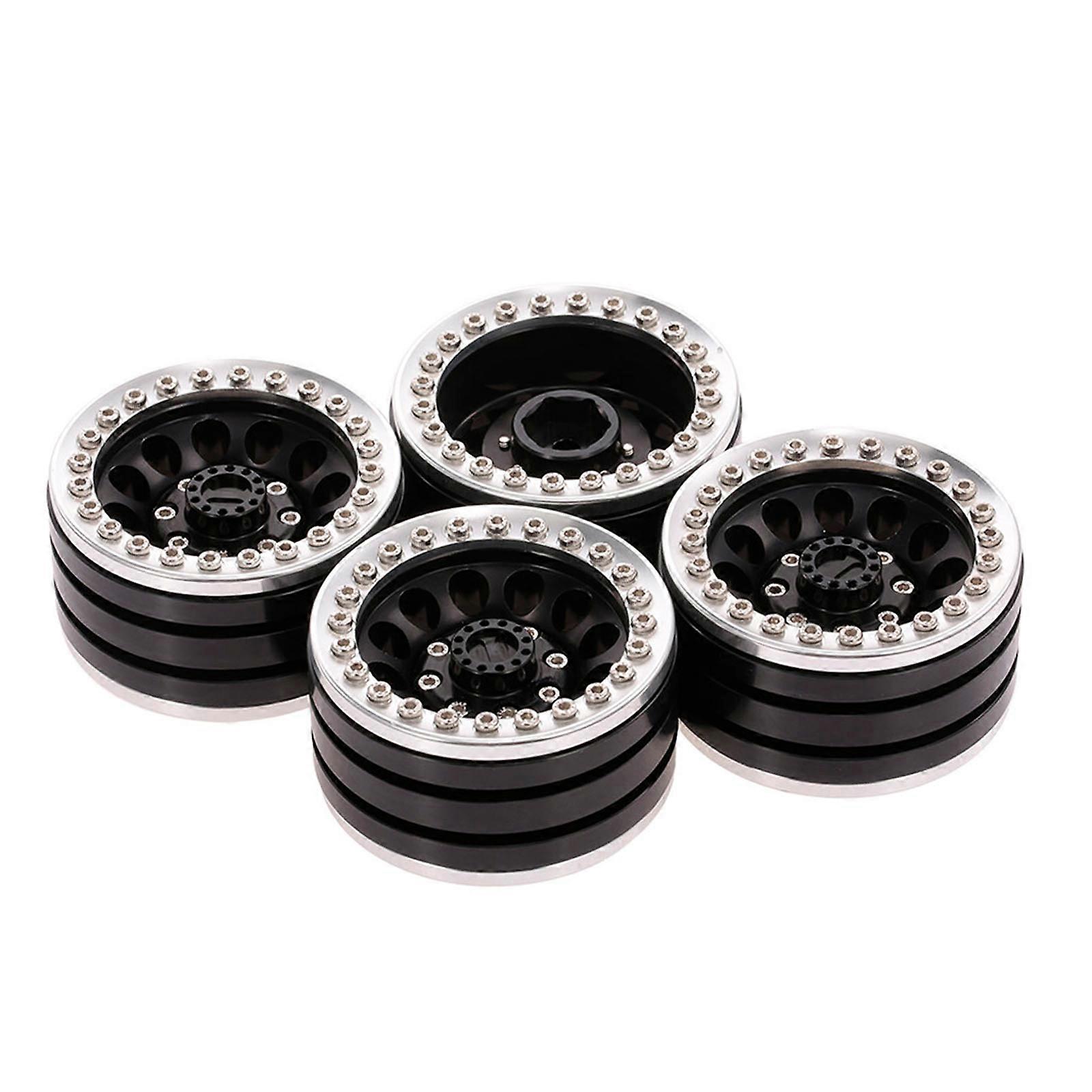 Pack of 4 1.9 Inch Metal Beadlock Wheel Hub Rim for Redcat 4WD SCX10 D90 HPI Remote Control Car Replacement Acccessories White