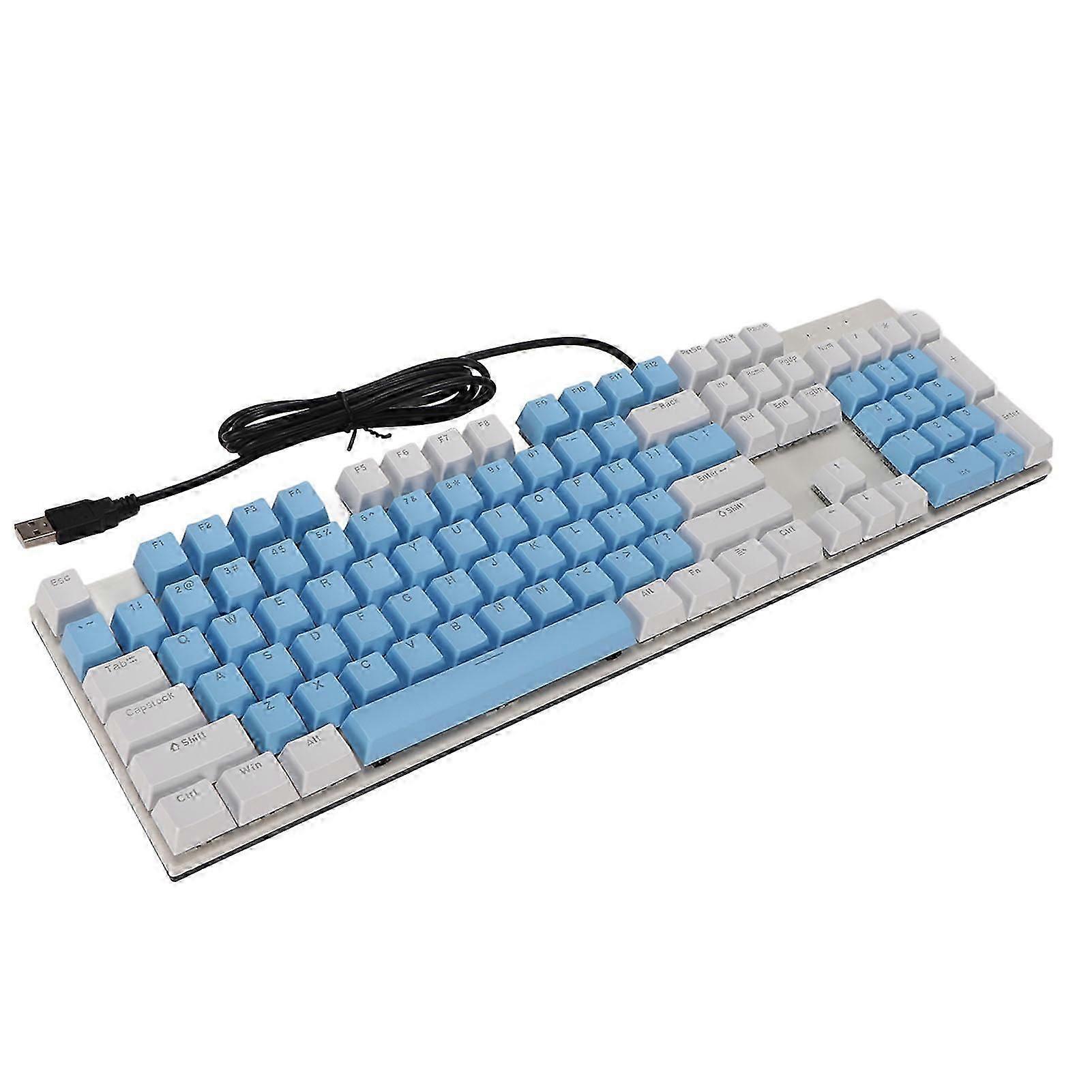 104 Key Mechanical Keyboard Blue Switch Rgb Usb Wearproof Scratch Resistant Gaming Keyboard White Blue