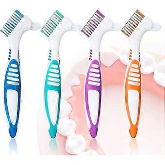 Premium Hard Denture Brush Toothbrush, 4pcs Cleaning Brush Double Sided Toothbrush