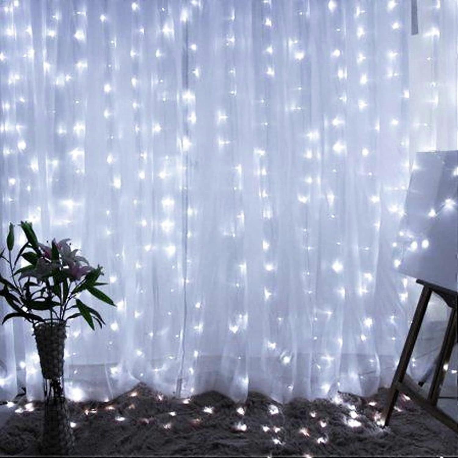 לסנוור אורות מחרוזת וילון בהירים, 300 led 9.8ft x 9.8ft 8 מצבי תאורה אורות פיות מופעל USB, למסיבת חג המולד חתונה חיצונית קיר מקורה