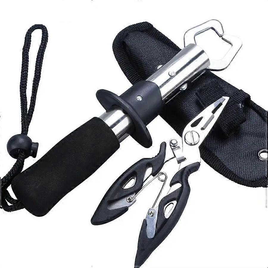 FTK Stainless Steel Fishing Pliers with Split Ring Cutter and Tether Set - A Must Have for Tackle Boxes and Fishing Enthusiasts!