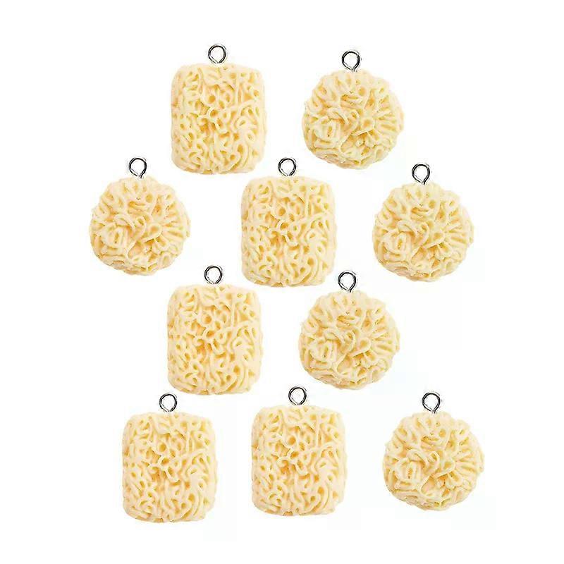 10Pcs/Lot Resin Simulation Instant Noodles Pendant Necklace DIY Jewelry Making Round Food Accessories For Crafts