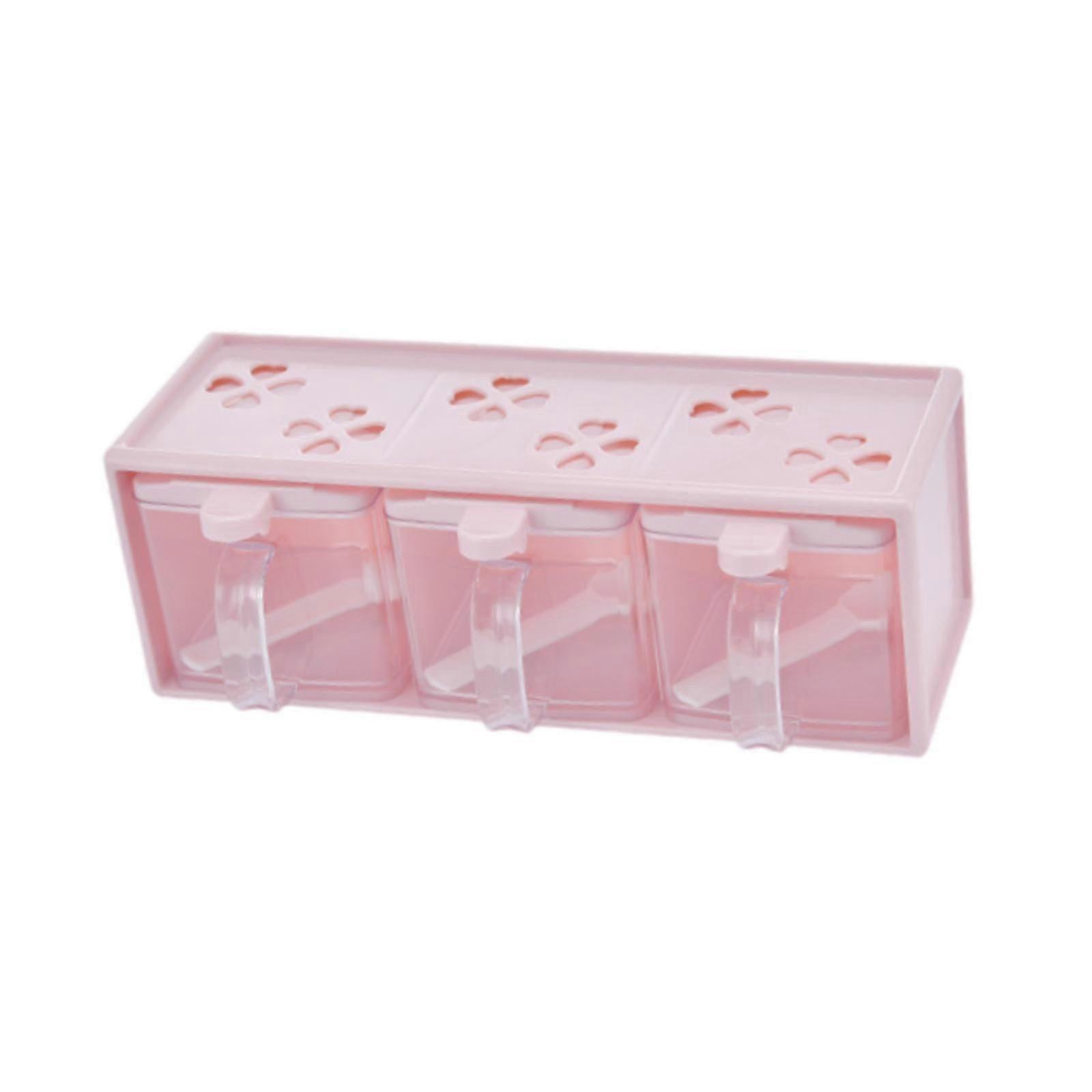 Kitchen Storage Dispensing Jars Dustproof Spice Rack for Kitchen Sugar Hotel Pink