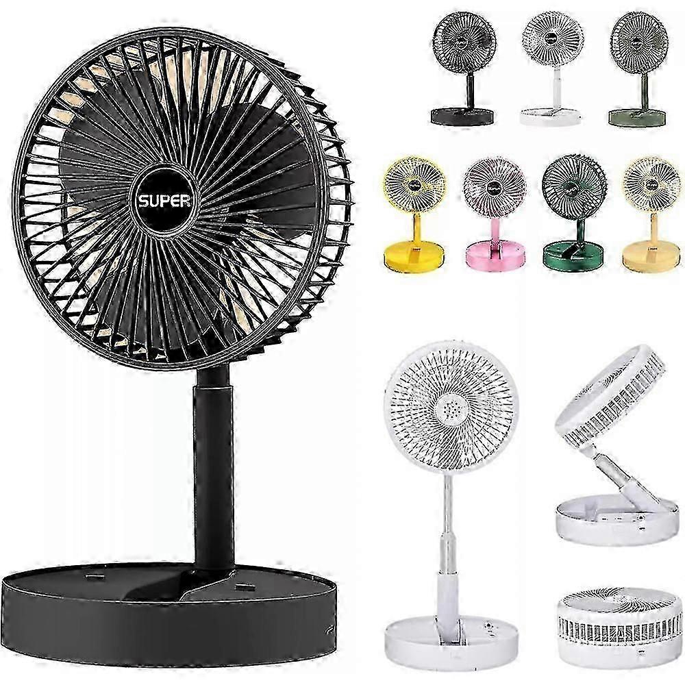 Telescopic Folding Fan-Portable USB Rechargeable Collapsible Desk Fan 360 Degree Rotation Cooler for Home