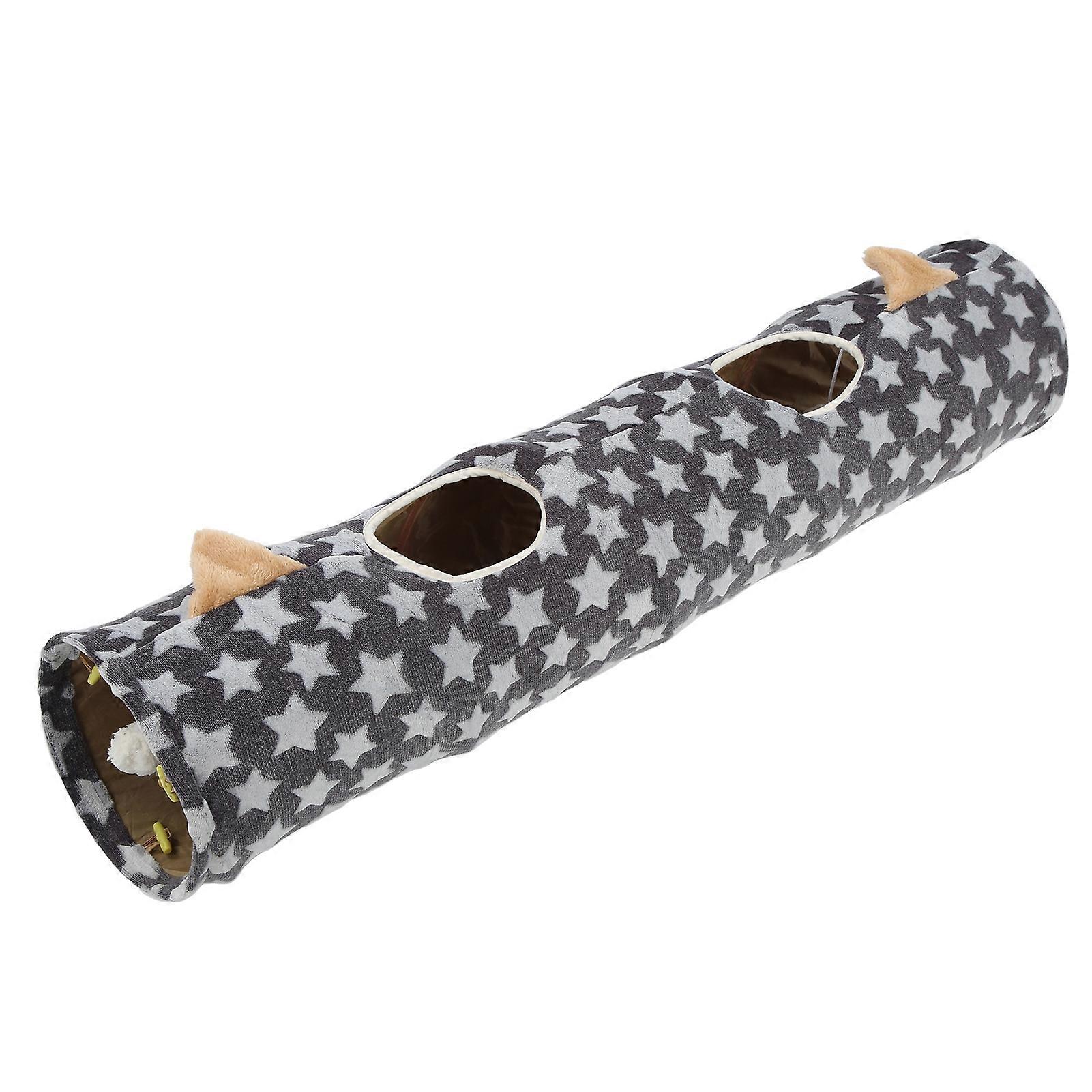 Cat Plush Tunnel Toy for Small Pets, Soft Fabric Cat Ears, Interactive Ball, Ideal for Kittens and Rabbits