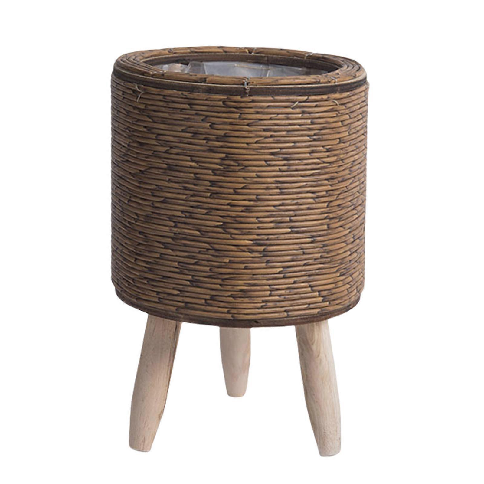 Urtepotter med stativ Rattan Blomsterpotter Flettet Planteskammel i kurv Designet Blomsterpotter Stativ med træben