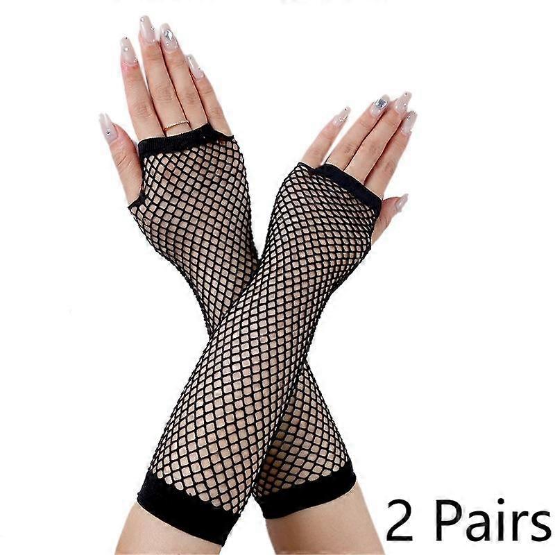 1/2/5 Pairs Black Mesh Fishnet Gloves Wedding Party Disco Dance Costume Cosplay Performance Long Mittens