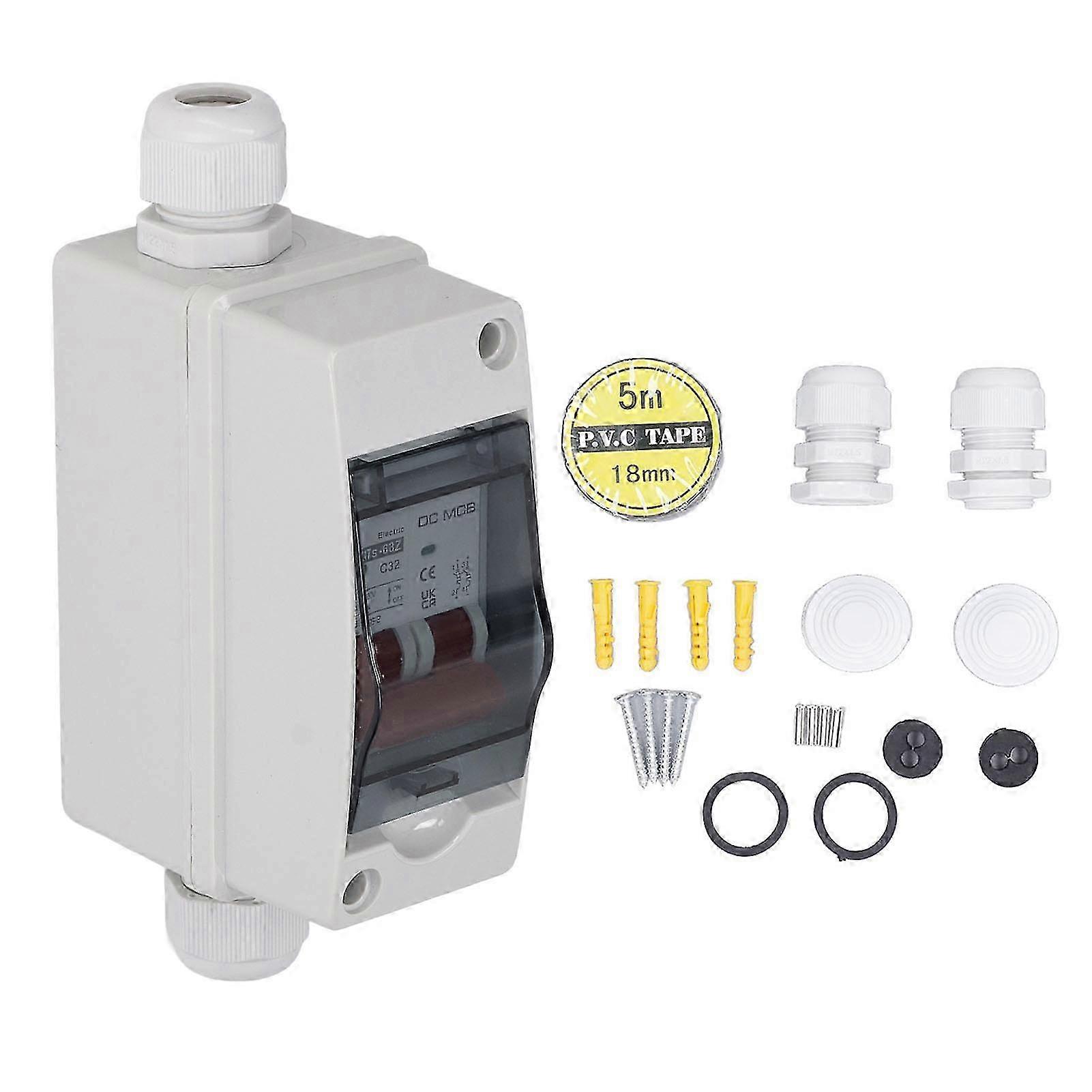 DC Miniature Circuit Breaker 2P IP65 Waterproof Transparent Cover 32A PV Circuit Breaker for RV 1000V