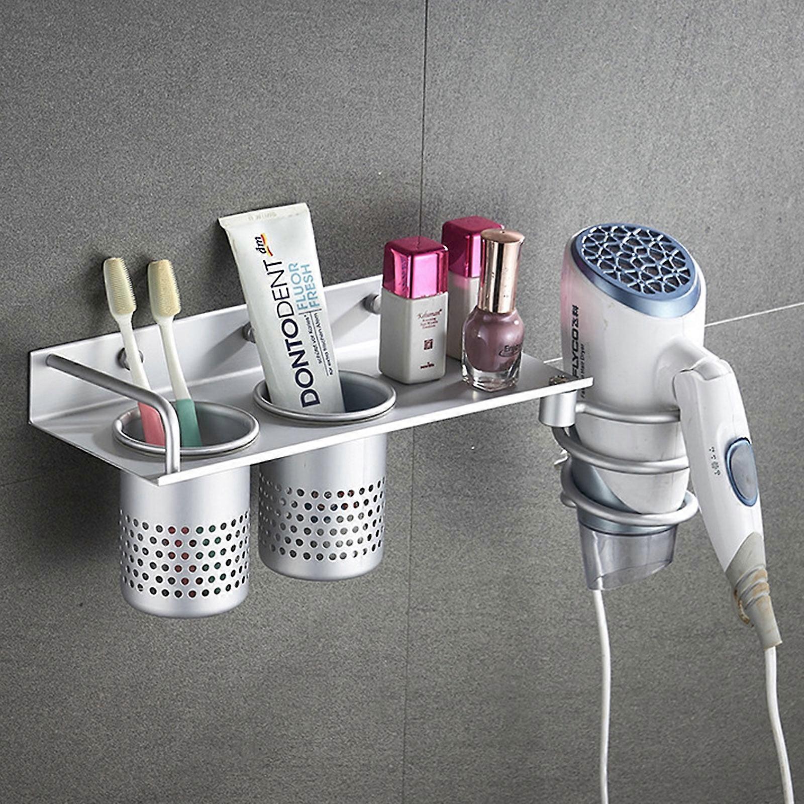 Versatile Hair Styling Tool Organizer, Wall Mounted Design For Home Use, Multipurpose Storage With Easy Installation (Aluminum)