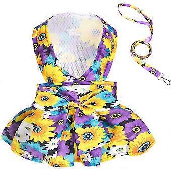 Vestido de fiesta para mascotas, arnés para perros a prueba de escape con correa a juego, tela de poliéster suave para caminatas diarias y actividades al aire libre