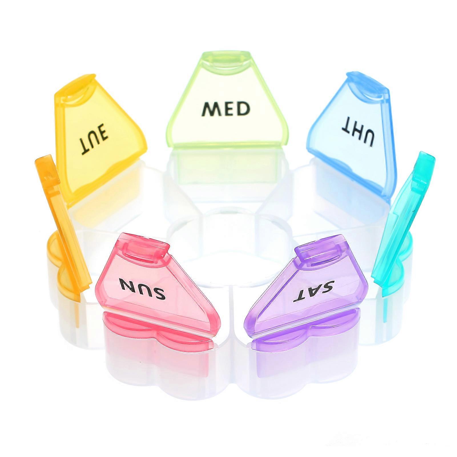 Capsules Storage Box with Eye-catching Printing Date Marks Flower Shape 7 Days Daily Organizer Handy Portable