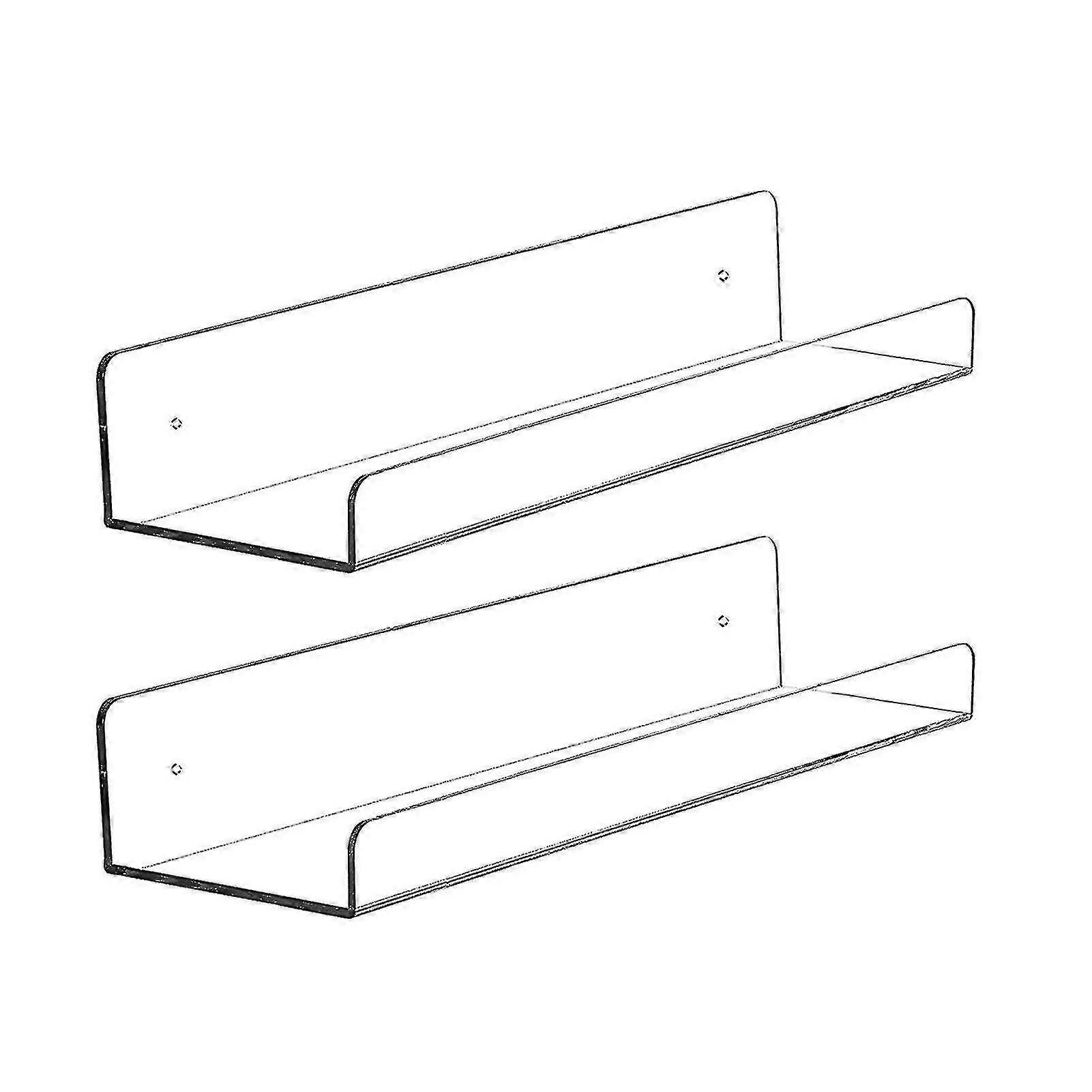 2pcs Wall Ledge Shelf Wall Mounted Multi-purpose Acrylic Rectangular Clear Lightweight Floating Shelf For Kitchen