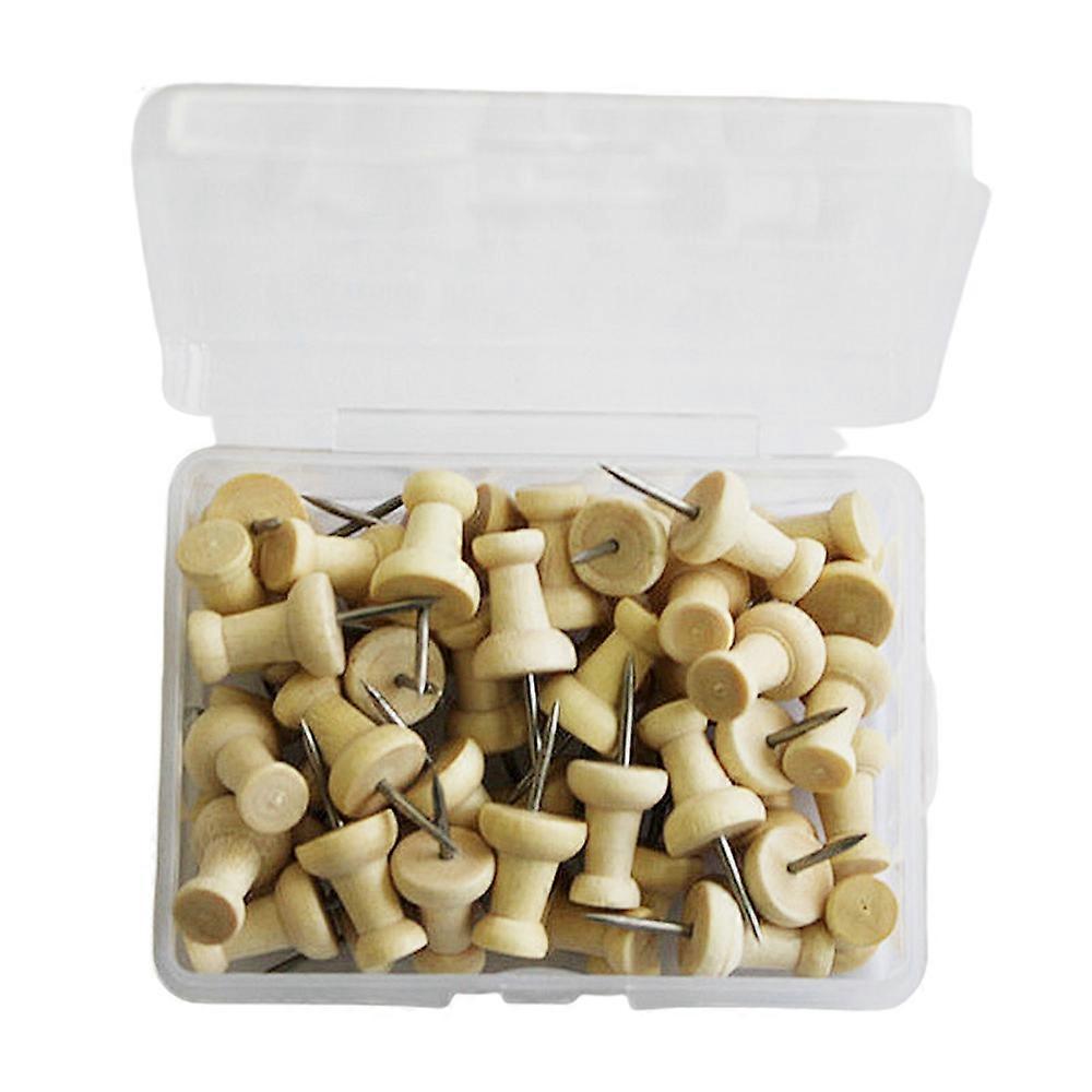 Decorative Thumb Tacks, Natural Wood With Steel Point For Multipurpose Use, Ideal For Cork Board And Craft Projects, 100 Pieces