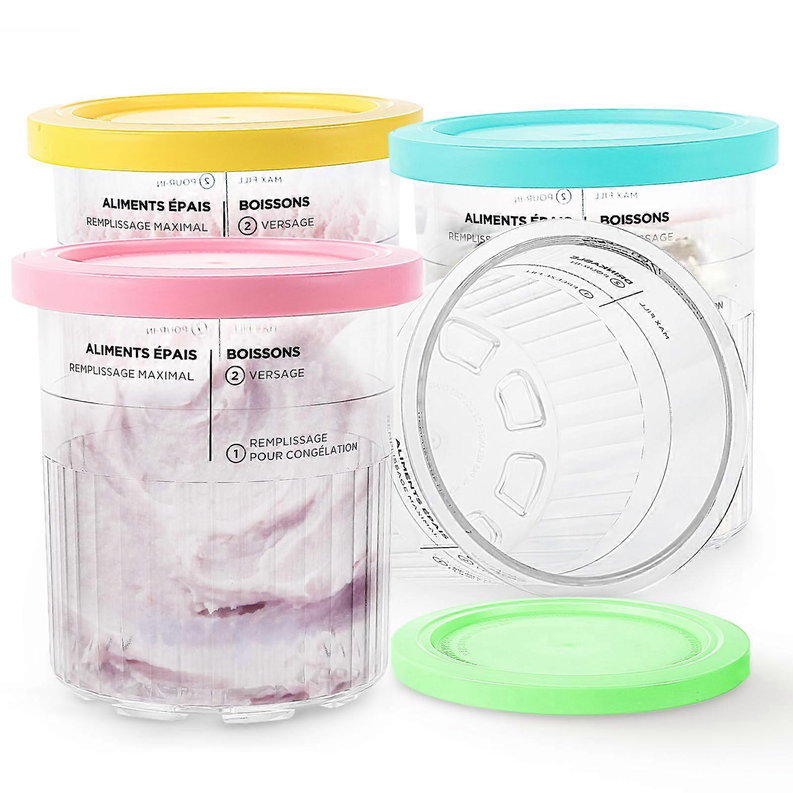 4 Pack Reusable Ninja Creami Pints and Lids for Ice Cream Makers Containers Dishwasher Safe 24oz