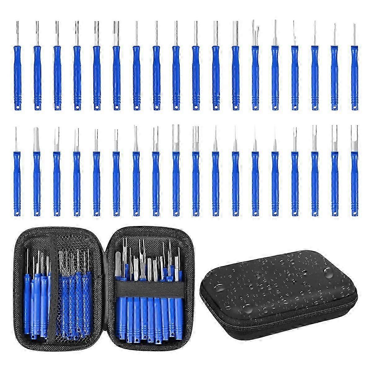 Terminal Removal Tool Kit 36 stuks Depinning Tool Elektrische connector pin verwijderingsset Pin extractor tool set Blauw