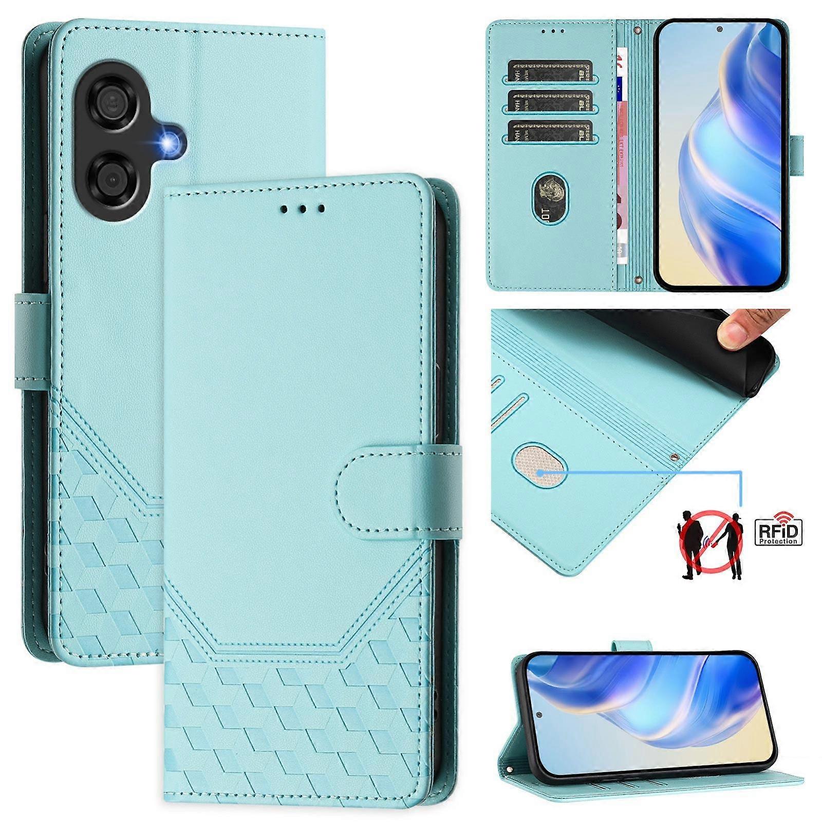 Honeycomb Embossing RFID Leather Phone Case