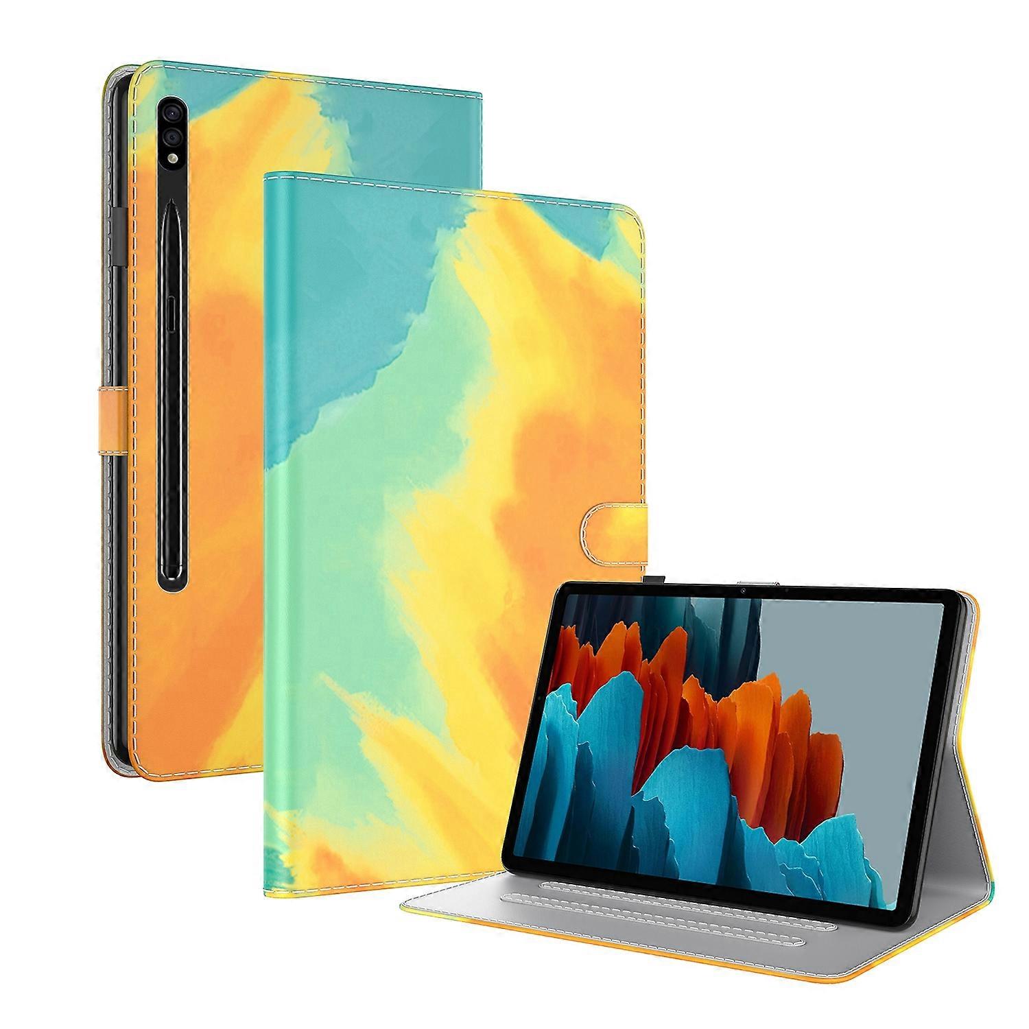 For Samsung Galaxy Tab S9+ Watercolor Pattern Flip Leather Tablet Case