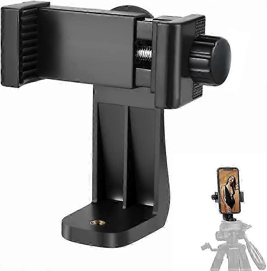 Phone Tripod Adapter/Universal Tripod Phone Mount, Fits Any Smartphone, Vertical and Horizontal Swivel, Compatible with iPhone, Samsung, Selfie Stick,