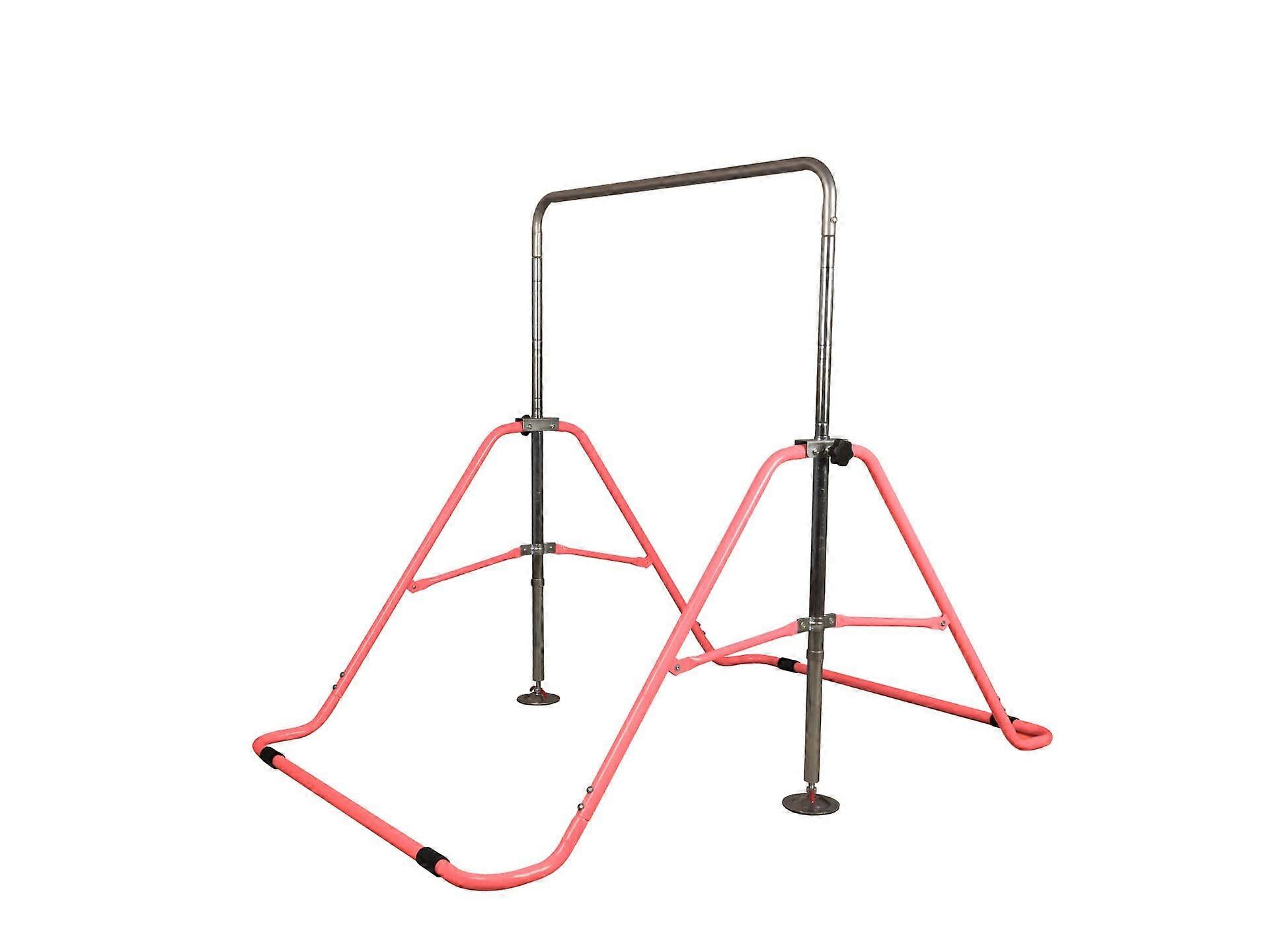 Gymnastics Bar for Kids Height Adjustable Horizontal Kip Bar Folding Gymnastics Junior Training Bar, Pink