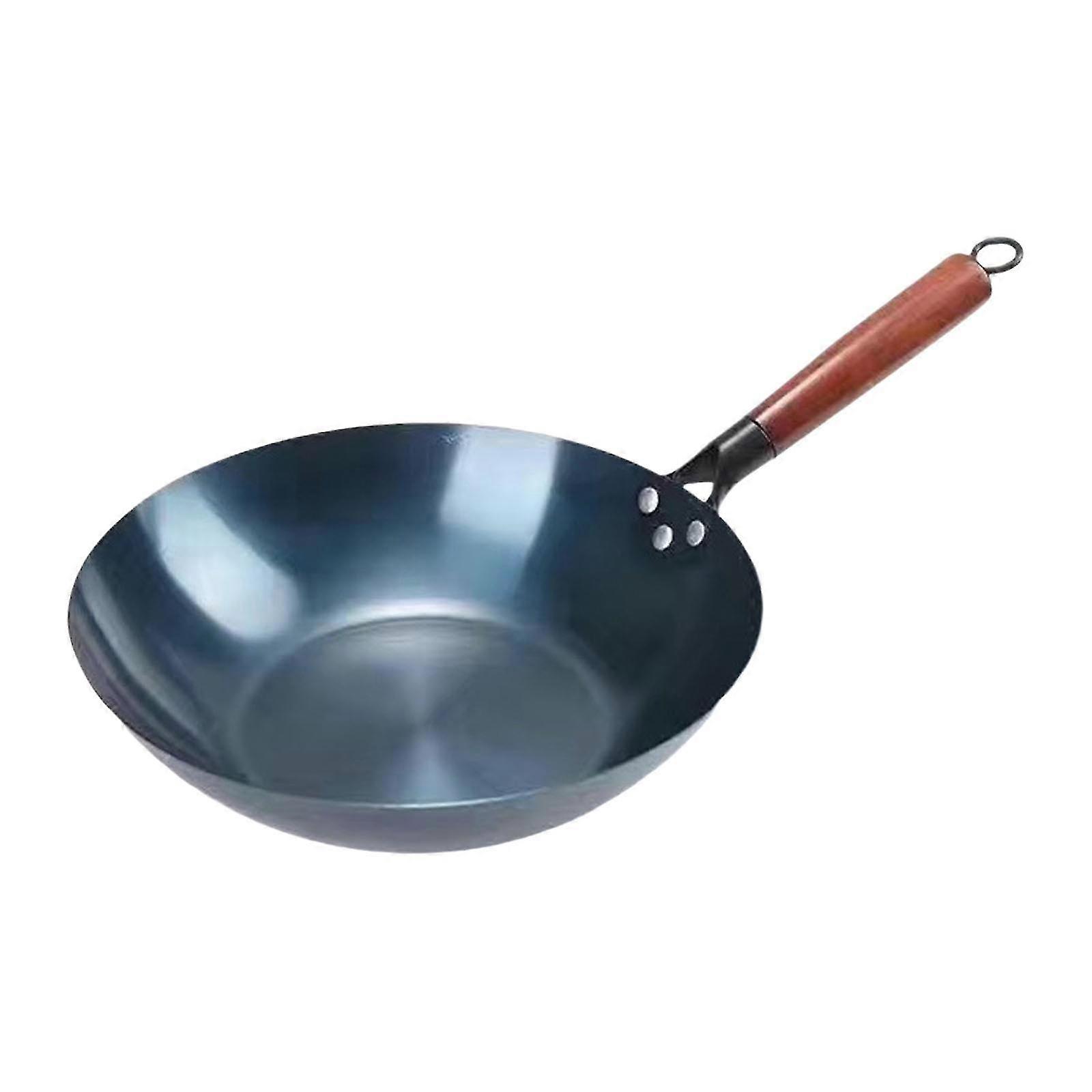 Nonstick Carbon Steel Wok Pan with Handle, Flat Bottom Frying Pan for Omelettes, Stir-Fry, Meat & Cheese Toast